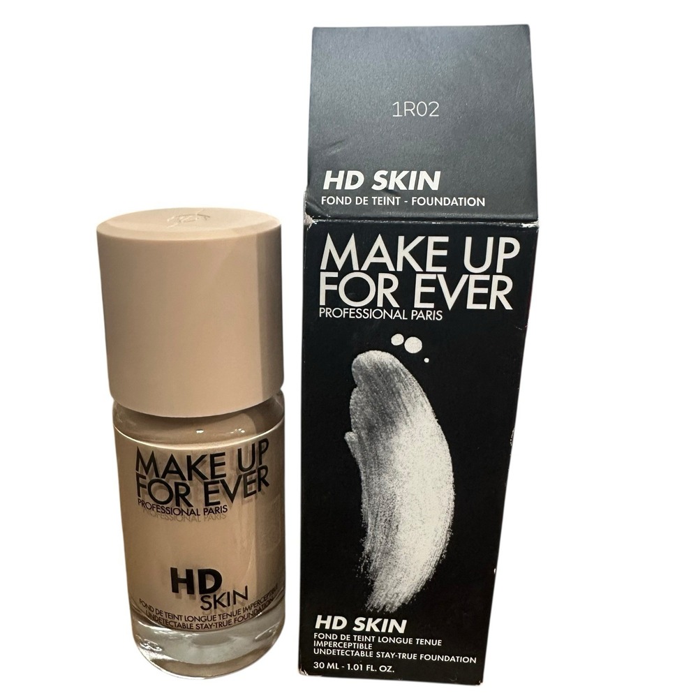Make Up For Ever HD Skin - 1R02 Cool Alabaster -Full Size 1.01 oz Foundation NEW